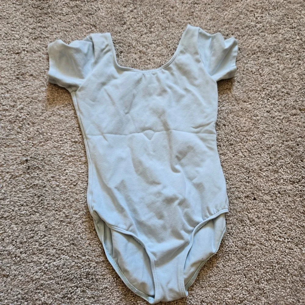 Bloch Girls Light Blue Short Sleeve Dance Leotard Size 8/10